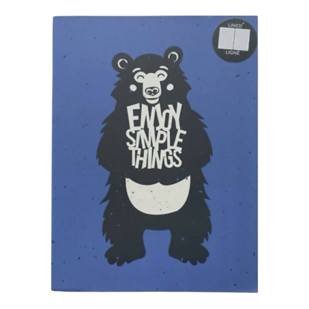 Carnet Enjoy Simple Things Bear 96 Page Lined Journal in Blue